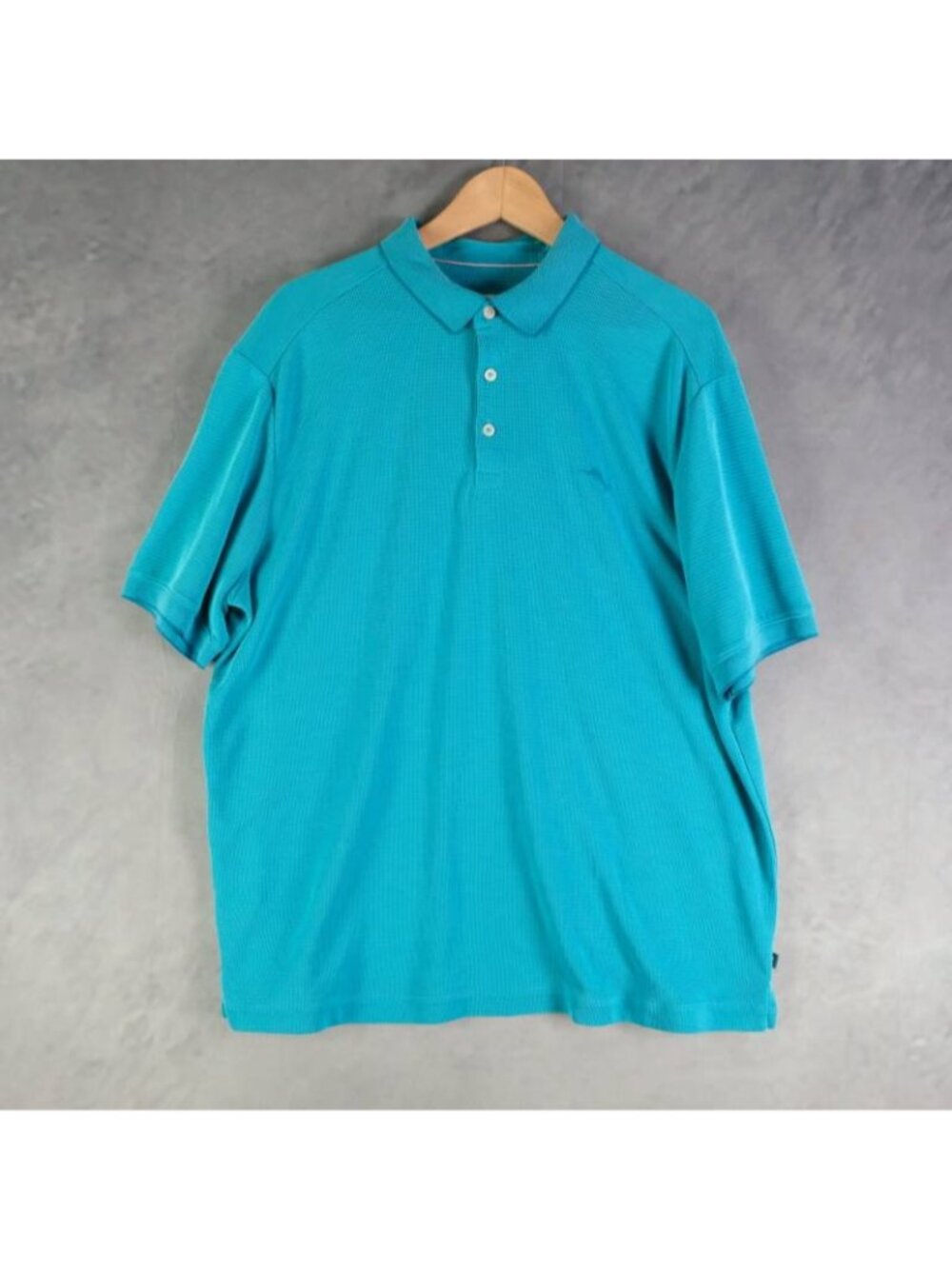 Tommy Bahama Shirt Mens XL Turquoise IslandZone Textured Polo Ringer Stretch